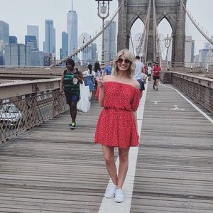 🌿Faithfull the Brand Off the Shoulder Red Dress